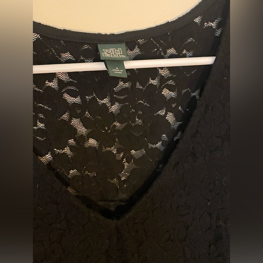 Wild Fable black lace long sleeve dress small size cotton blend v neck - Picture 2 of 8